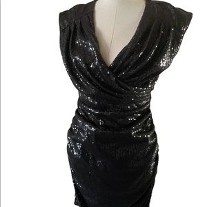 Black sequin cocktail dress fully lined